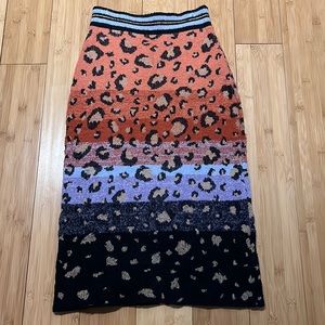 Anthropologie Maeve Colorful Leopard Sweater Skirt - Size S EUC